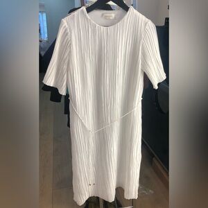 ZIMMERMANN Women’s Crinkle Pleated White Maxi Dress with a Tie Belt (US2) (S)